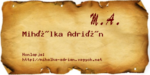 Mihálka Adrián névjegykártya